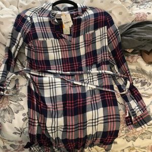 C&c California plaid dress with belt size xs NWT